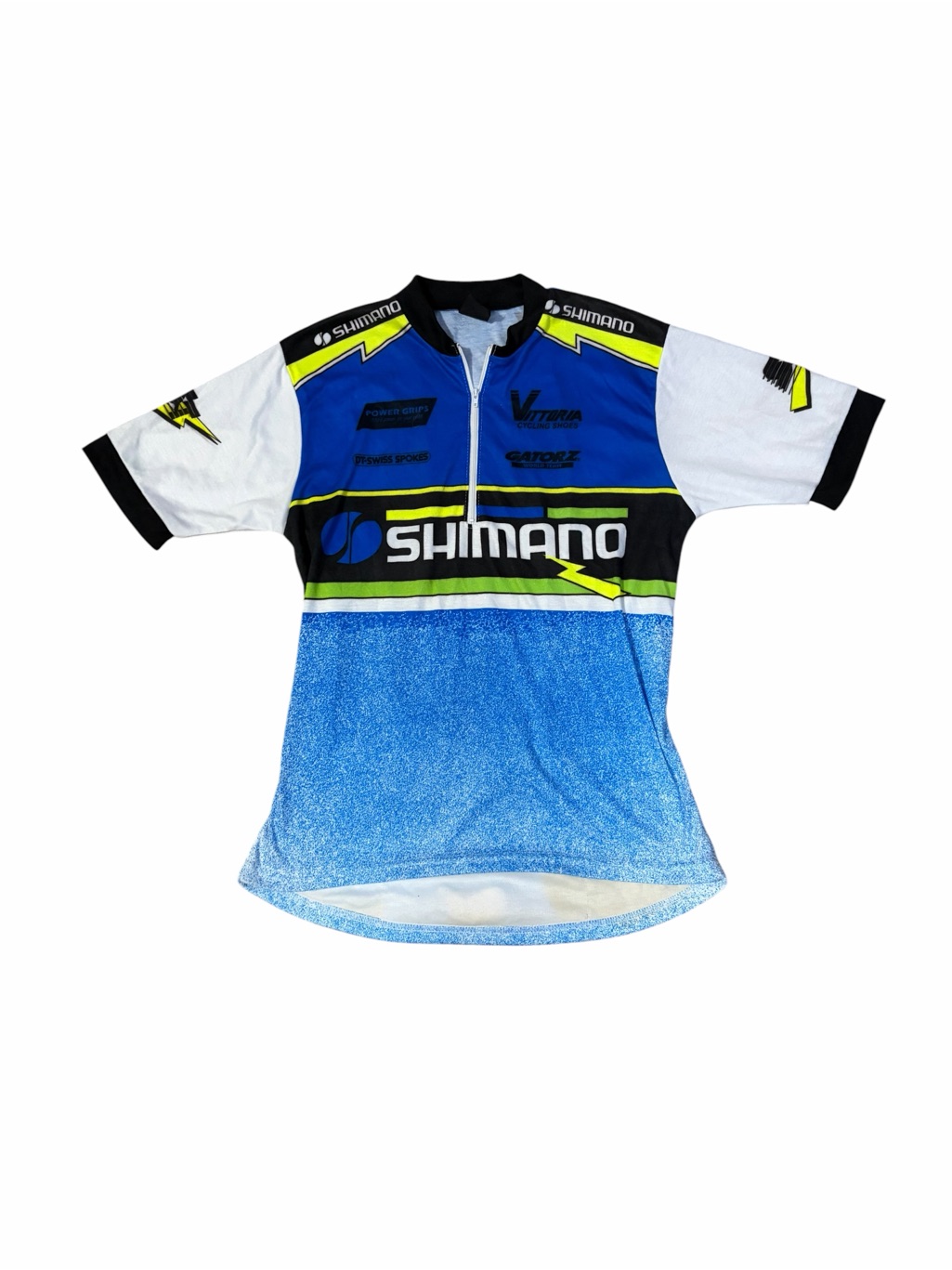 Vtg Shimano Cycling Jersey Adult Large Usa Made Multicolor Blue Short Sleeve